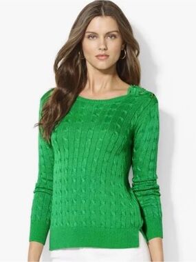 Lauren Ralph Lauren Green Cable-knit Sweater